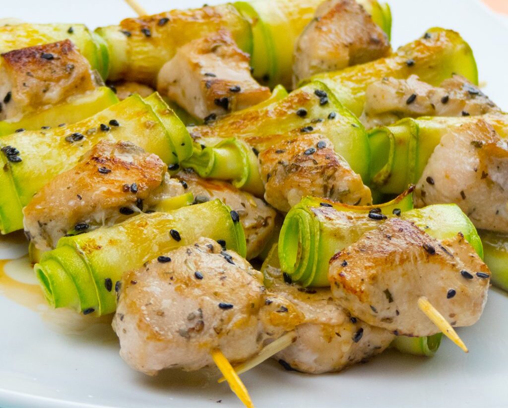 Куриные шашлыки с кабачками